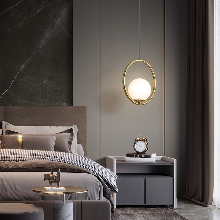 Artisan Glass Orb Brass Pendant Light