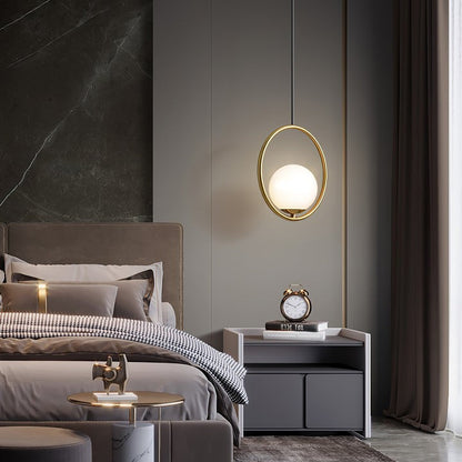 Artisan Glass Orb Brass Pendant Light