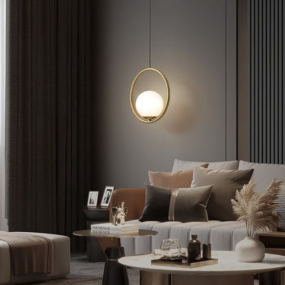 Artisan Glass Orb Brass Pendant Light
