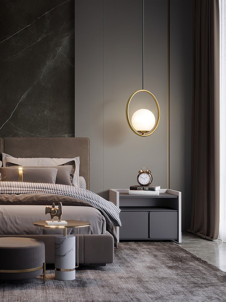 Artisan Glass Orb Brass Pendant Light