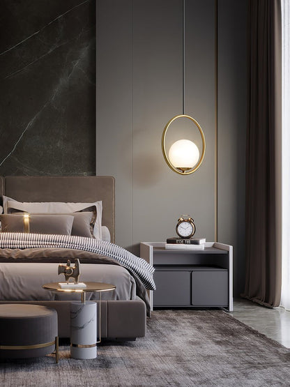 Artisan Glass Orb Brass Pendant Light