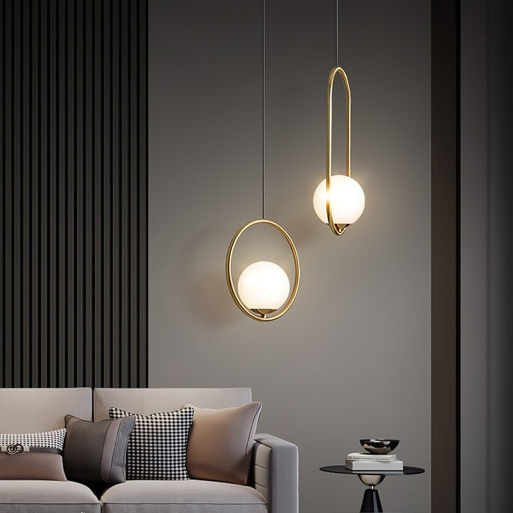 Artisan Glass Orb Brass Pendant Light