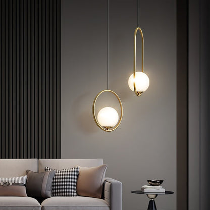 Artisan Glass Orb Brass Pendant Light