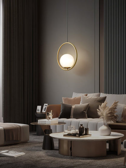 Artisan Glass Orb Brass Pendant Light