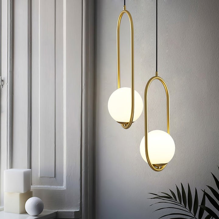 Artisan Glass Orb Brass Pendant Light