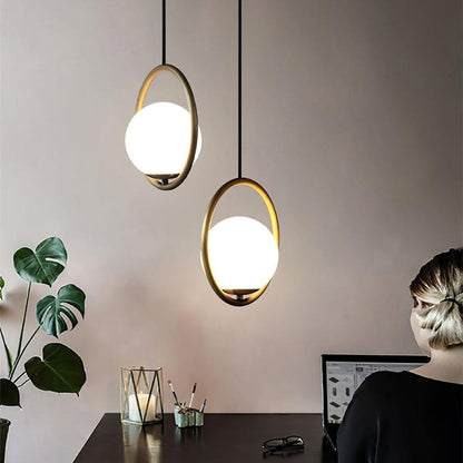 Artisan Glass Orb Brass Pendant Light