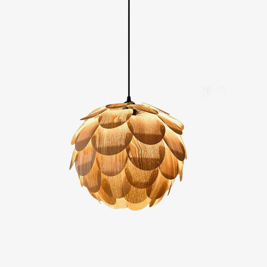 Ash Wood Pinecone Pendant Lamp – Nature-Inspired Ceiling Light