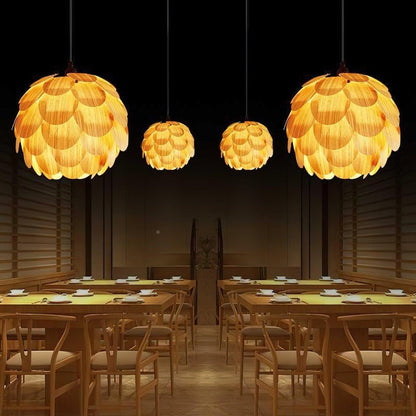 Ash Wood Pinecone Pendant Lamp – Nature-Inspired Ceiling Light