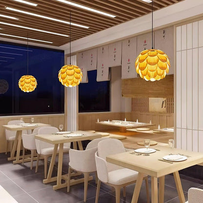 Ash Wood Pinecone Pendant Lamp – Nature-Inspired Ceiling Light