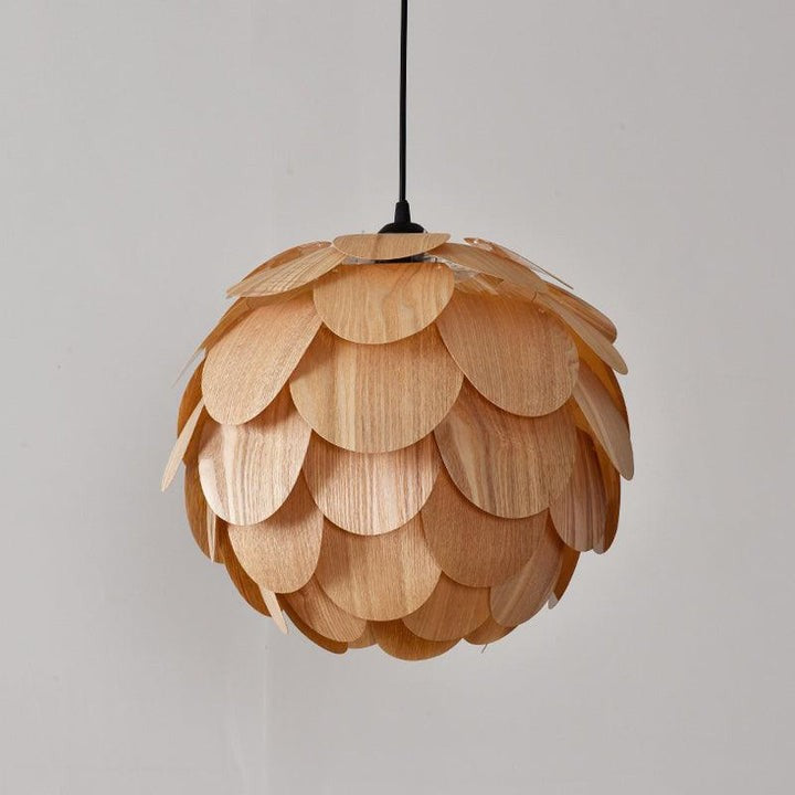 Ash Wood Pinecone Pendant Lamp – Nature-Inspired Ceiling Light