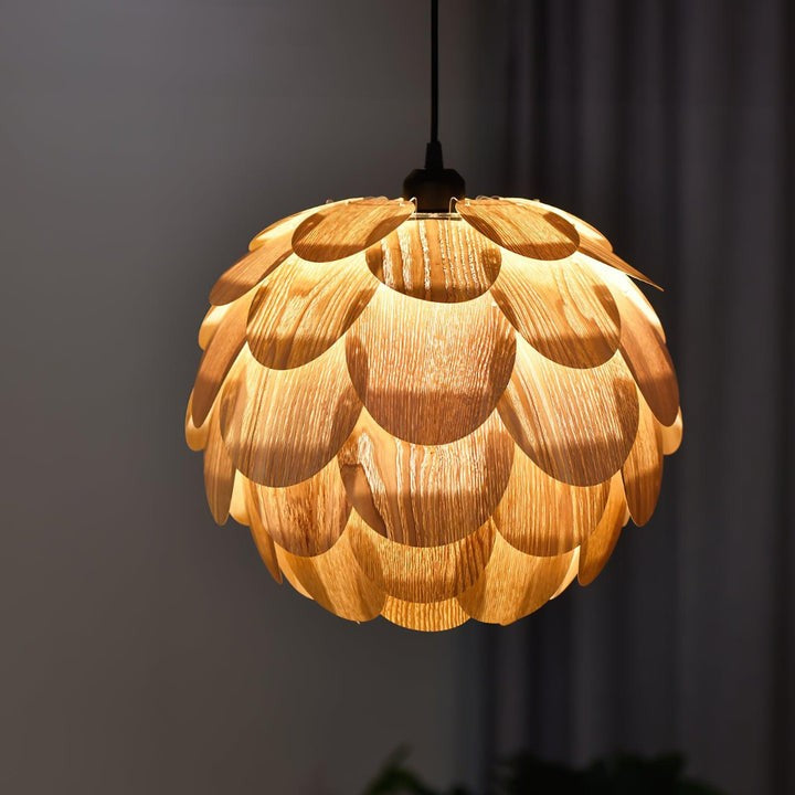 Ash Wood Pinecone Pendant Lamp – Nature-Inspired Ceiling Light