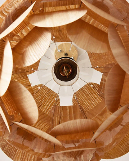 Ash Wood Pinecone Pendant Lamp – Nature-Inspired Ceiling Light