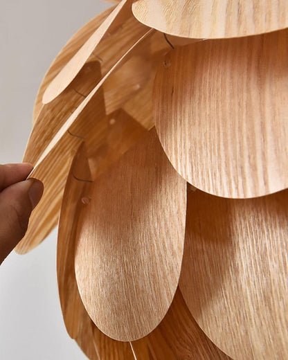 Ash Wood Pinecone Pendant Lamp – Nature-Inspired Ceiling Light
