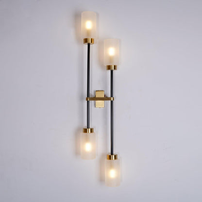 Asymmetric 4-Light Brass Wall Sconce
