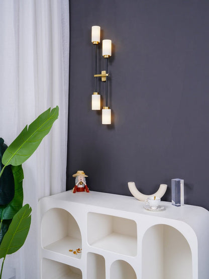 Asymmetric 4-Light Brass Wall Sconce