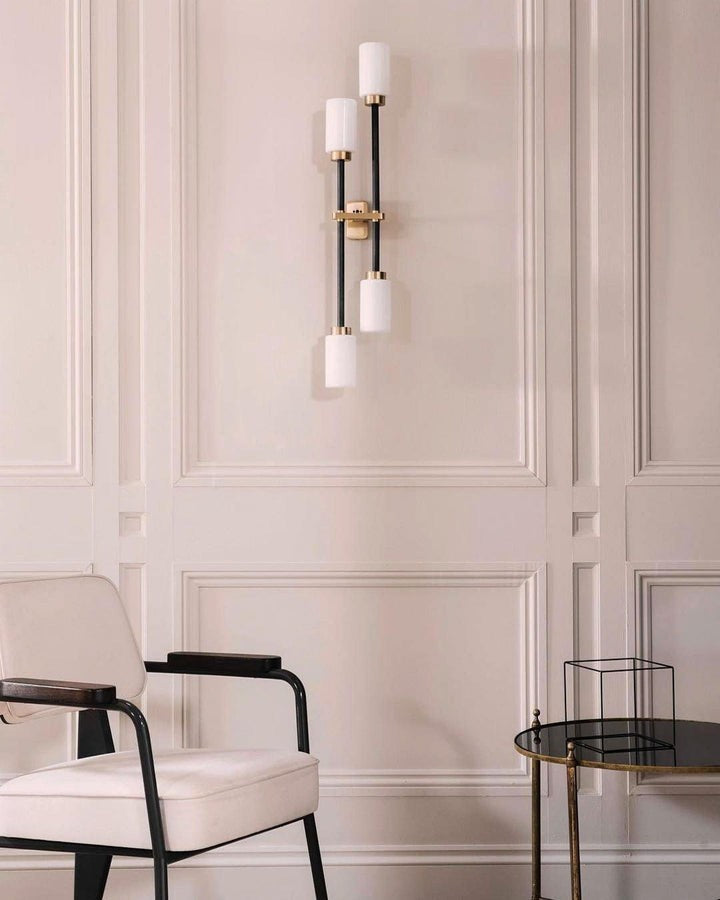 Asymmetric 4-Light Brass Wall Sconce