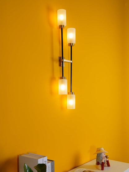 Asymmetric 4-Light Brass Wall Sconce