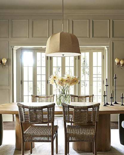 Beige Handcrafted Linen Pendant Light Fixture
