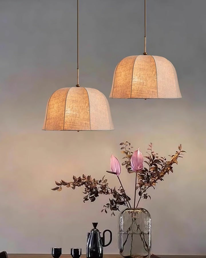Beige Handcrafted Linen Pendant Light Fixture
