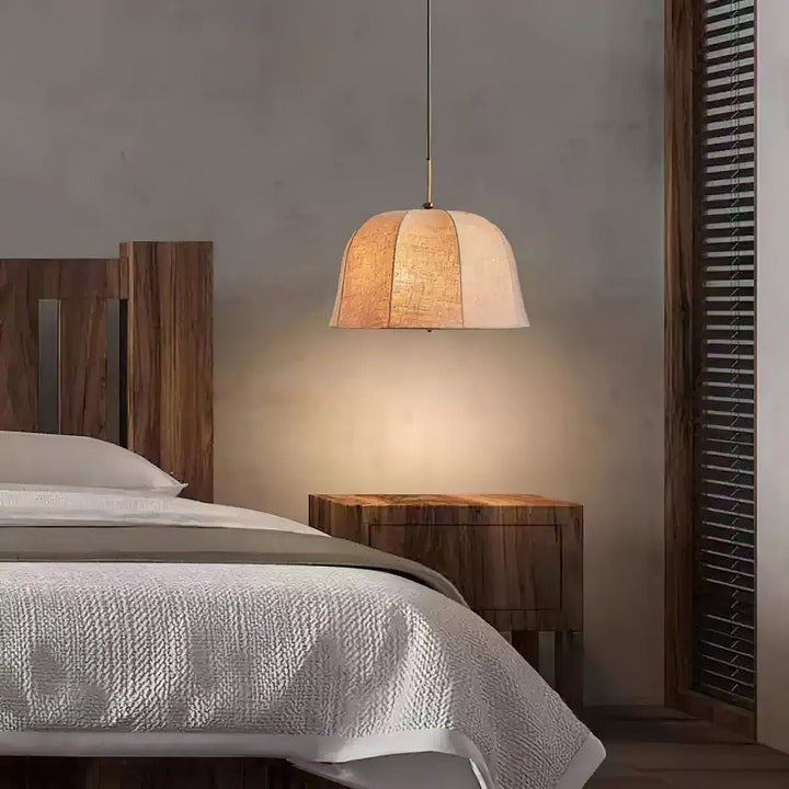 Beige Handcrafted Linen Pendant Light Fixture