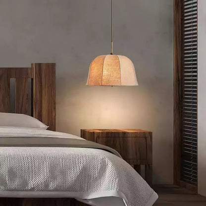 Beige Handcrafted Linen Pendant Light Fixture