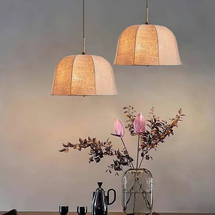 Beige Handcrafted Linen Pendant Light Fixture