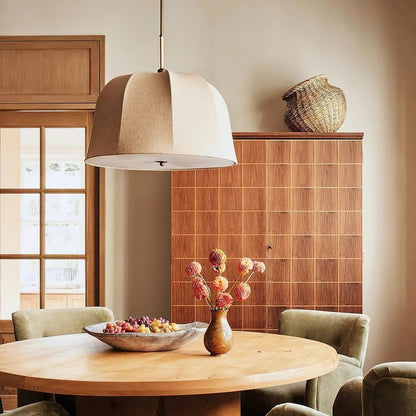 Beige Handcrafted Linen Pendant Light Fixture