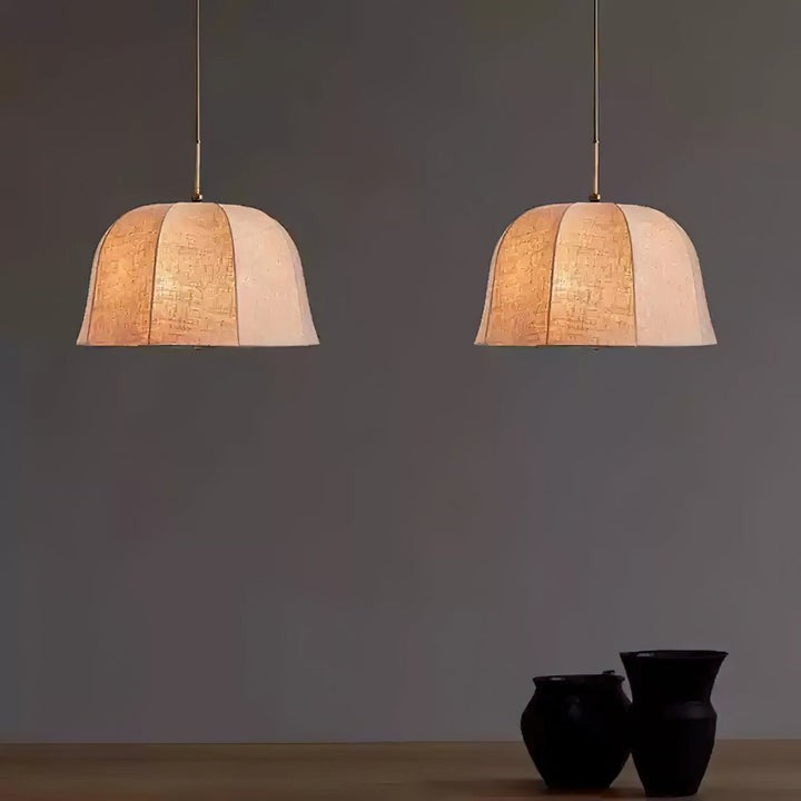 Beige Handcrafted Linen Pendant Light Fixture