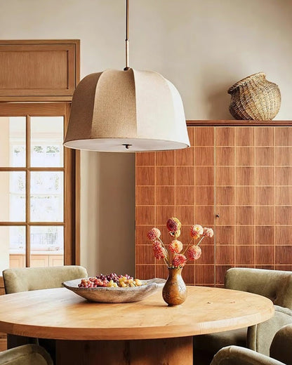 Beige Handcrafted Linen Pendant Light Fixture