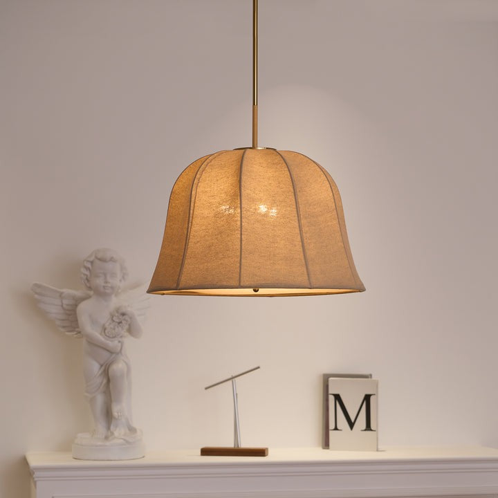 Beige Handcrafted Linen Pendant Light Fixture