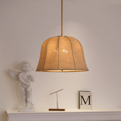 Beige Handcrafted Linen Pendant Light Fixture
