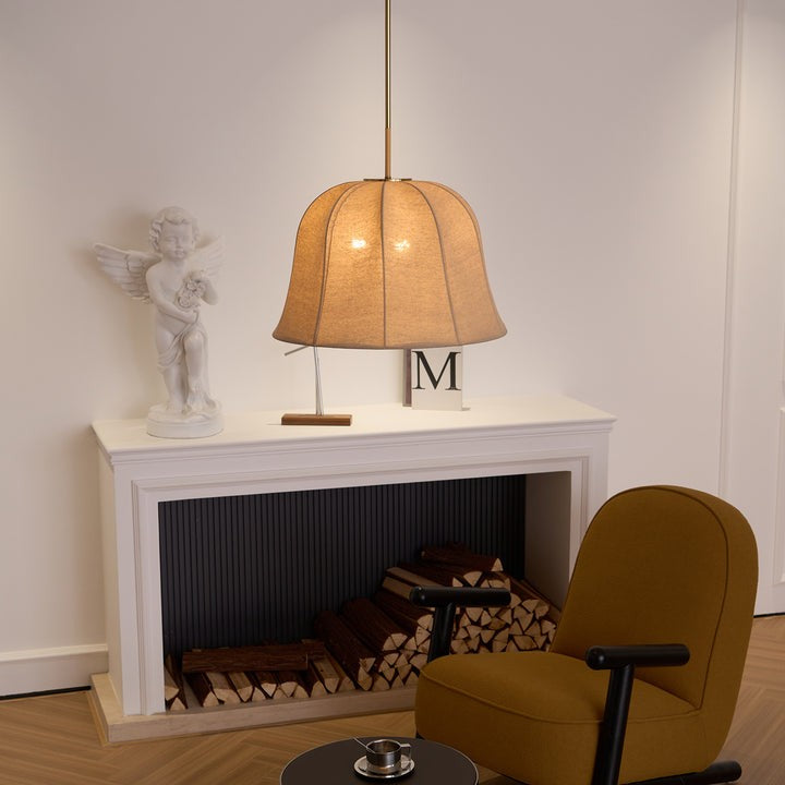 Beige Handcrafted Linen Pendant Light Fixture