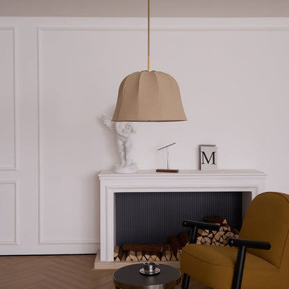 Beige Handcrafted Linen Pendant Light Fixture