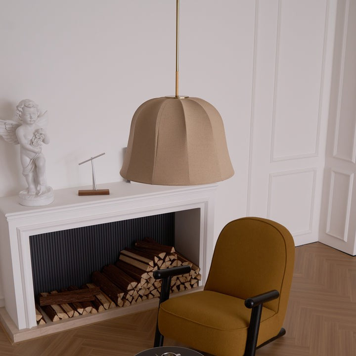 Beige Handcrafted Linen Pendant Light Fixture