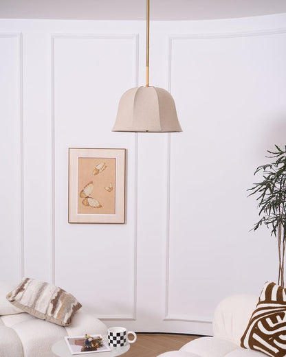 Beige Handcrafted Linen Pendant Light Fixture