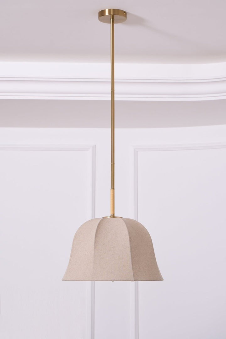 Beige Handcrafted Linen Pendant Light Fixture