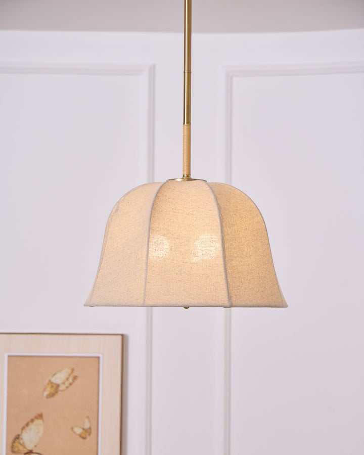 Beige Handcrafted Linen Pendant Light Fixture