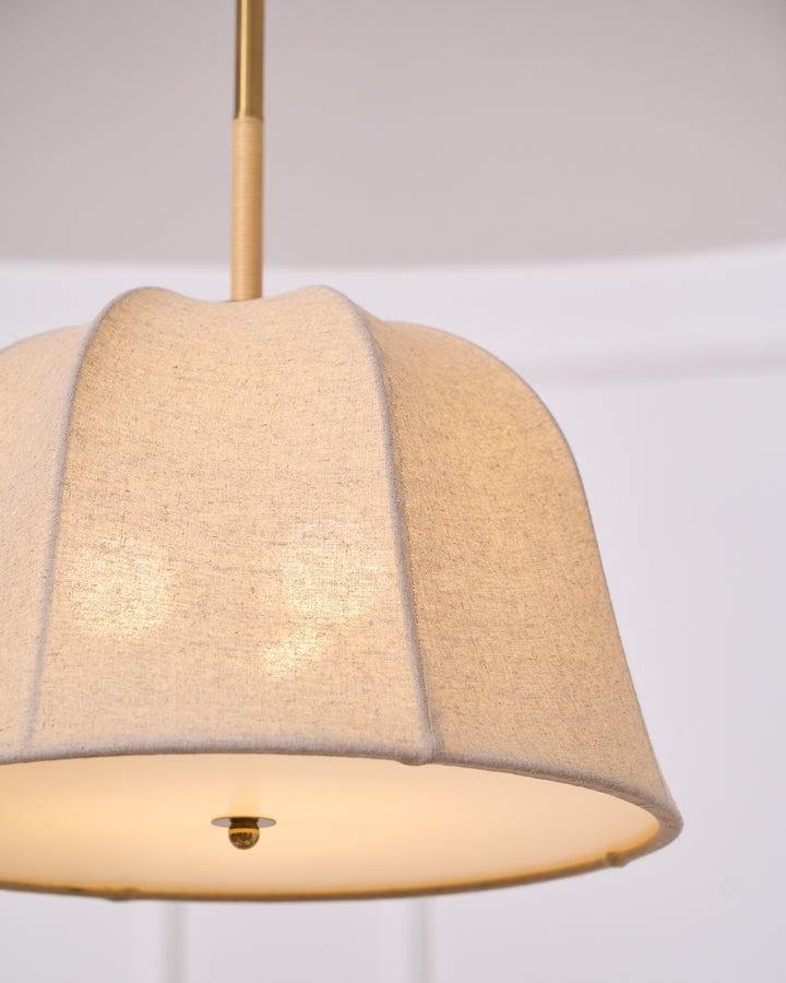 Beige Handcrafted Linen Pendant Light Fixture