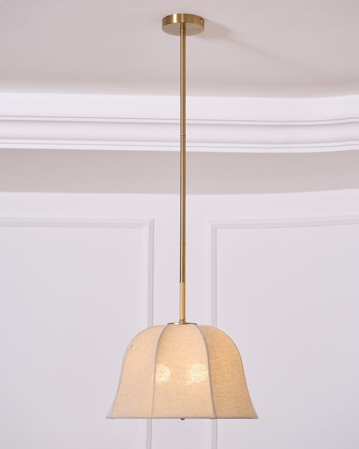 Beige Handcrafted Linen Pendant Light Fixture