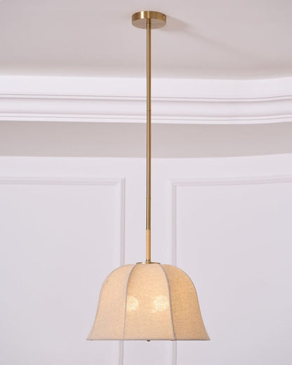 Beige Handcrafted Linen Pendant Light Fixture