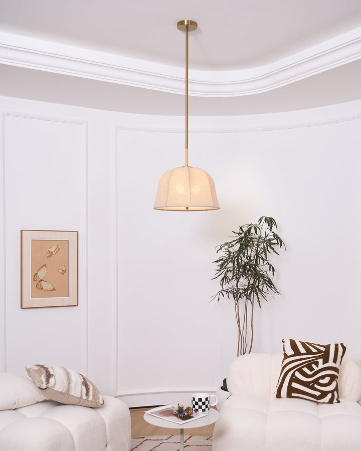 Beige Handcrafted Linen Pendant Light Fixture