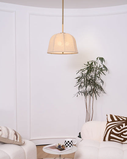 Beige Handcrafted Linen Pendant Light Fixture