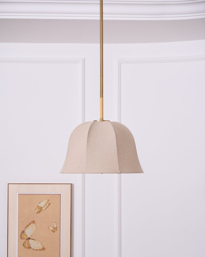 Beige Handcrafted Linen Pendant Light Fixture