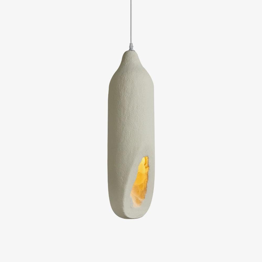 Beige Polystyrene Pendant Light with Ornate Interior