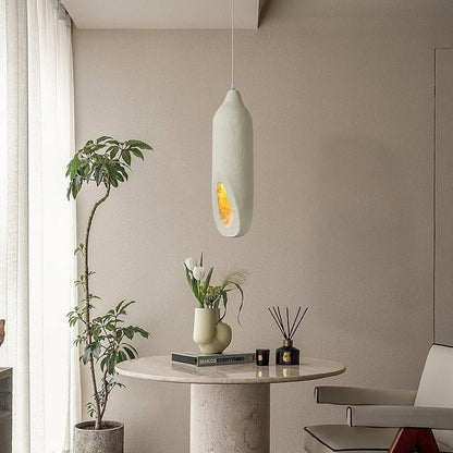 Beige Polystyrene Pendant Light with Ornate Interior