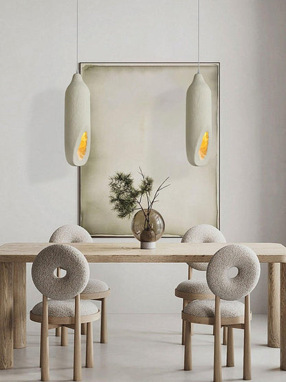 Beige Polystyrene Pendant Light with Ornate Interior