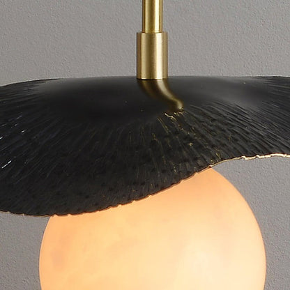 Biomorphic Alabaster & Brass Pendant Light