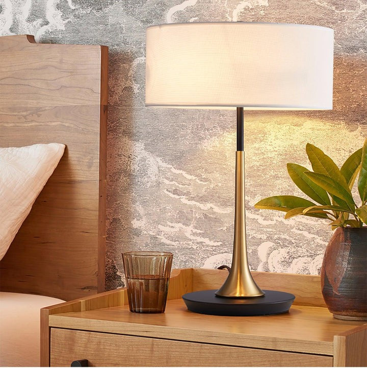 Black & Gold Table Lamp with White Shade