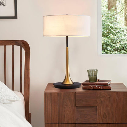 Black & Gold Table Lamp with White Shade