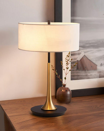Black & Gold Table Lamp with White Shade